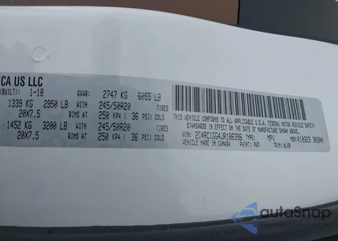 2018 Chrysler Pacifica Limited z USA, uszkodzony, nr VIN 2C4RC1GG4JR186396